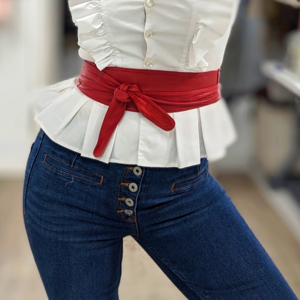Red Leather Wrap Belt